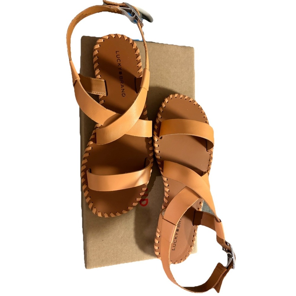 Lucky Brand Harris Leather Sandals Tangerine 6.5 New‎ - Picture 5 of 5